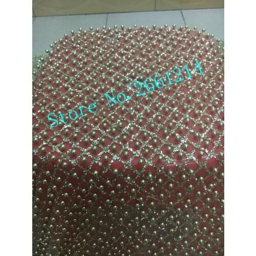 Hot selling french net lace fabric with gold glued glitter fashion BZL-61205 glitter african tulle lace fabric with full beads