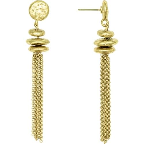 Jaeeyin 2020 Burnish Brass Ox Gold Color Vintage Unusual Bohemia Baroque Coin Tassel Pendant Earring Gift Girl Friend Women