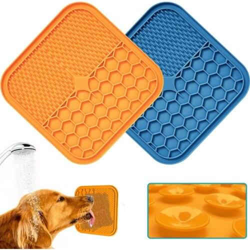 Pet Lick Pad Slower Feeder Pad Cats Dog Licky Mat Feeding Cats Dogs Licking Mat Pet Bathing Distraction Pads Silicone Dispenser