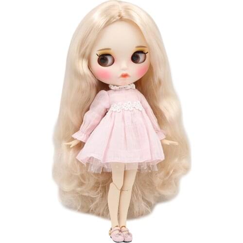 ICY DBS Blyth Doll 30cm white skin Wild light golden curls hair 1/6 JOINT body new matte face with eyebrows Lip gloss DIY toy