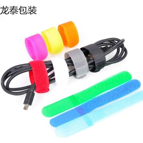 Hot sell 50pcs/lot 2cm*150mm magic tape cable strap High Quality Adjustable Multicolor Nylon Straps Hook-Loop Tape