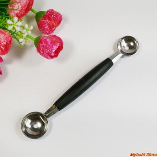 1pc Fruit Digging Spoon Stainless Steel Melon Baller Spoon Watermelon Carving Knife Double Side Ice Cream Spoon Baller Scoop