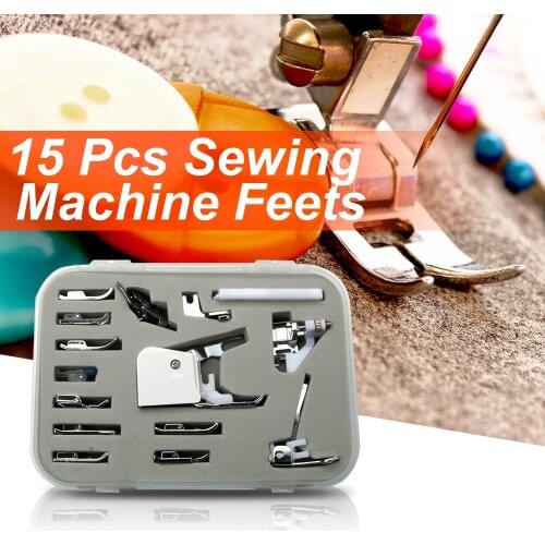 15pcs Multifunction Domestic Sewing Machine Presser Walking Foot Feet Kit Accessories Arts Crafts Apparel Sewing Tools