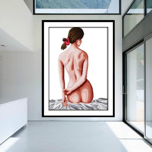 Sexy beauty bathing figure cross stitch kit body art character series 14ct 11ct handmade DIY needlework home decoration painting