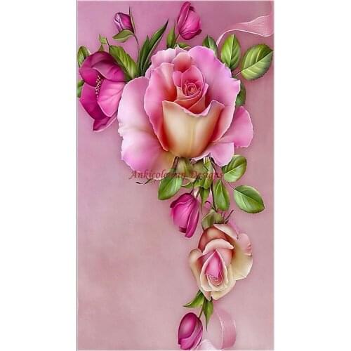 Full Embroidery Counted Cross Stitch Kits Needlework - Crafts 14 ct Aida DIY Arts Handmade Decor Oil painting - Pink Rose II