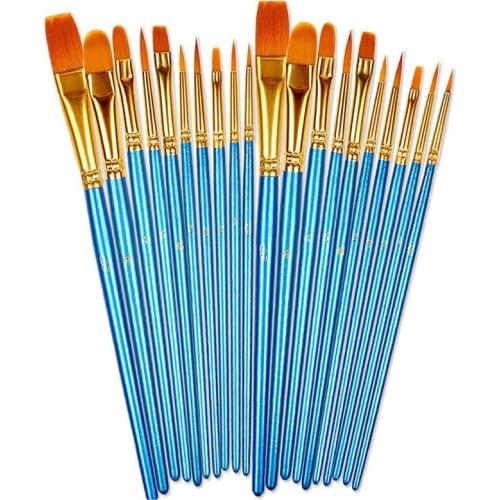 Paint Brushes Set, 20 Pcs Round Pointed Tip Paintbrushes Hair Artist Acrylic Paint Brushes for Oil Watercolor, Nail Art