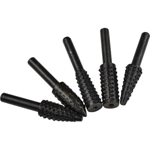 5pcs File Rasp Set Tree Carving Wood Carving Power Tools 45 Steel Rotary Files For Wood Drill Rasps Burrs Used Electric Grinder