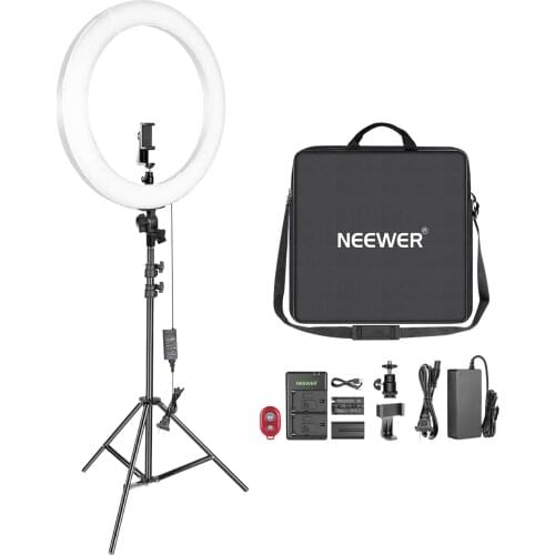 Neewer 20-inch LED Ring Light Kit for Makeup Youtube Video Blogger Salon - Adjustable Color Temperature with Battery or DC Power