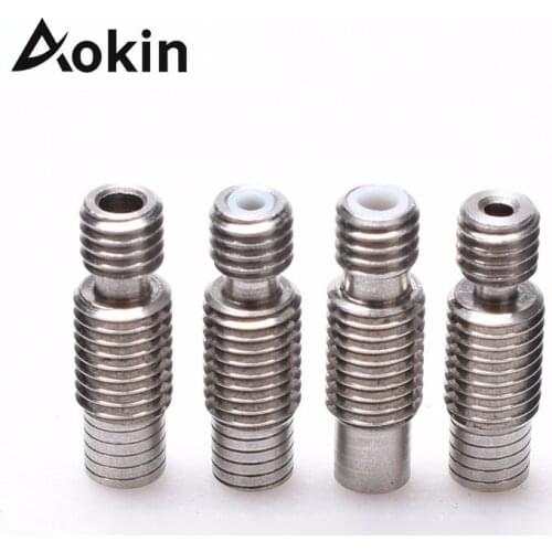 Stainless Steel V6 Throat Bowden Tube Long Thread 3D Printers Parts For 1.75 mm 3mm Filament Full Metal Part Bore 4.1mm