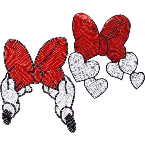 New Arrival Bowknot BadgeS Heart Embroidery Patch Hand Sequins Patch Clothing Accessories Wholesale Patches Badges on Backpack