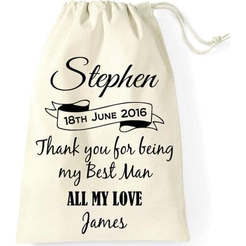 Personalized names wedding groomsman bridesmaid drawstring keepsake Candy treats favor bags Bachelorette bridal party gift sacks