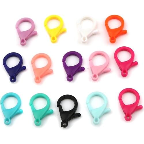 30pcs Plastic Colorful Lamp Shape Buckle Snap Plastic Candy Color Hook Lobster Clasp Bag Keychain For DIY Pendant Jewelry Making
