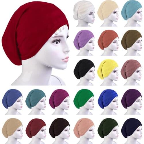 Under Scarf Muslim Women Turban Bone Bonnet Tube Hijab Inner Cap Islamic Hair Loss Cover Headscarf Solid Head Wrap Underscarf
