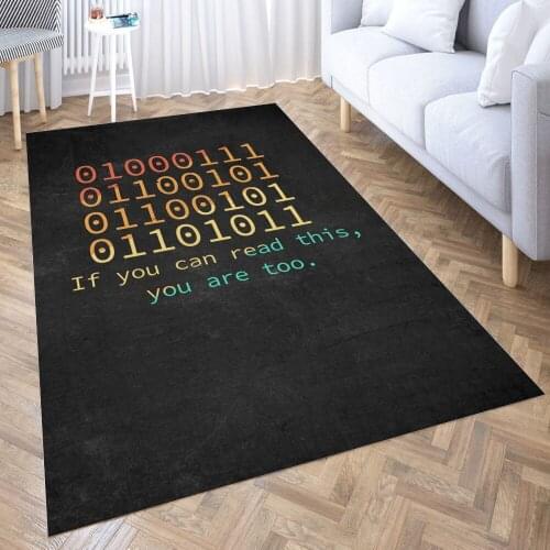 Programmer Binary Code Carpet for Living Room 3D Anime Cartoon Rug Gamer Teen Room Bedside Lounge Rug Kids Children Floor Mats