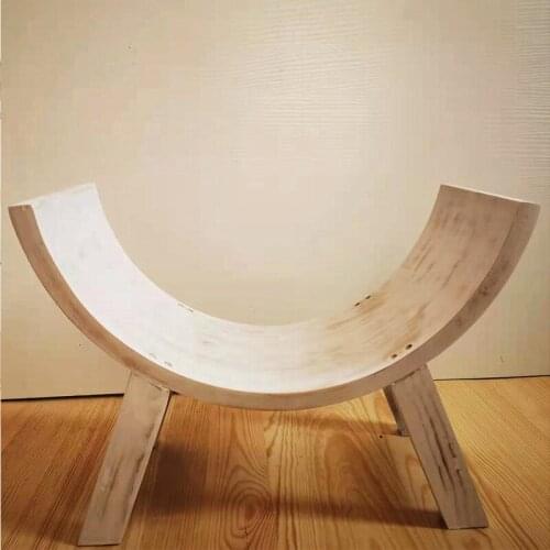 Newborn Photography Props Do Old Solid Wood Props Semi-round Stool Photo Studio Children Props Crescent Stool Posing Props