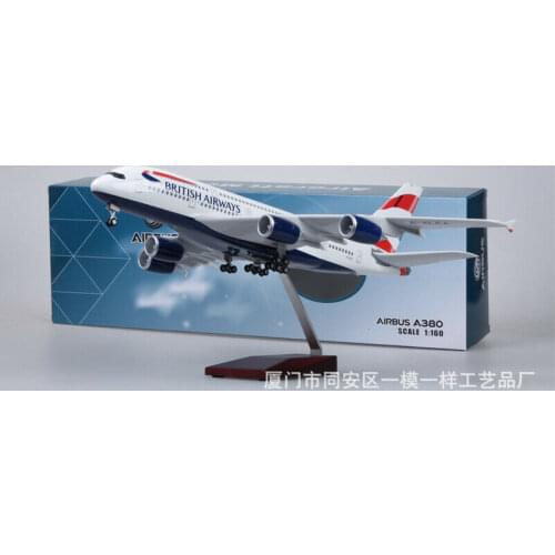 LED 1/160 Scale A380 Passenger Aircraft Plane Model Toy Gift With Light For Collection Best Sell