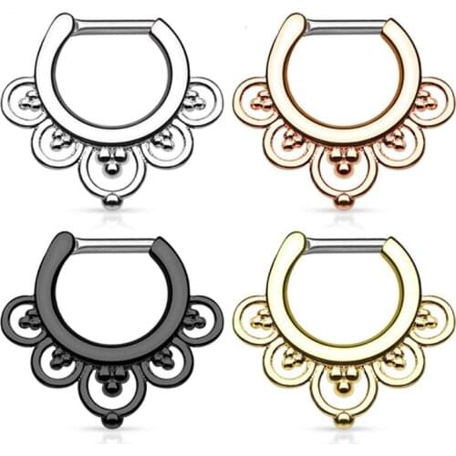 Titanium Helix Nipple Septum Nose Rings Piercings Puncture Heart-Shaped Nose Ring Earrings Septum Piercing Nose Body Jewelry