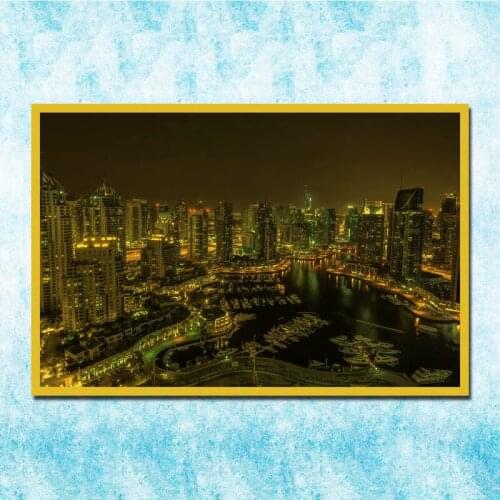 Vintage City Night Landscape Art Silk Poster Canvas Retro Print For Home Room Decor Decoration-032