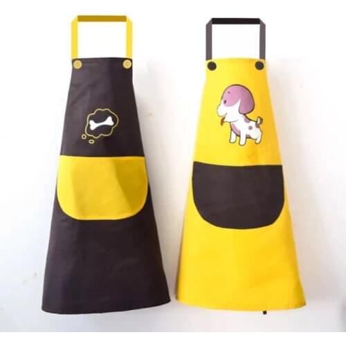 Waterproof Women Apron Kitchen Restaurant Cooking Cartoon Dog Bib 72*68cm