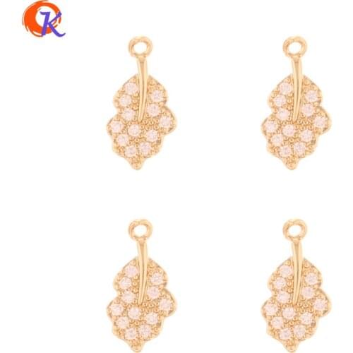 Cordial Design 50Pcs 8*15MM Jewelry Accessories/Charms/Earring Findings/Leaf Shape/Hand Made/DIY Making/CZ Rhinestone Pendant