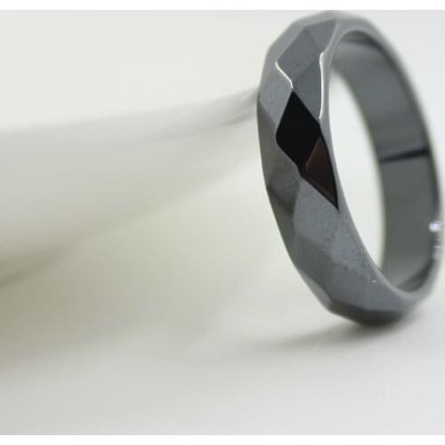 Fashion Jewelry Grade AAA Quality 6 mm Width Faceted Hematite Rings (1 Piece) HR1000