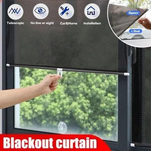Sunshade Window Roller Curtains Blackout Bedroom Curtains For Living Room Car Bedroom Kitchen Free-Perforated Window Curtain