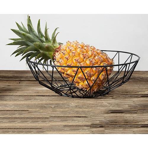 Nordic Simple Fruit Bowl Metal Wire Container Drain Basket Kitchen Rack Fruit Vegetable Storage Holder Snack Tray Storage Bowl
