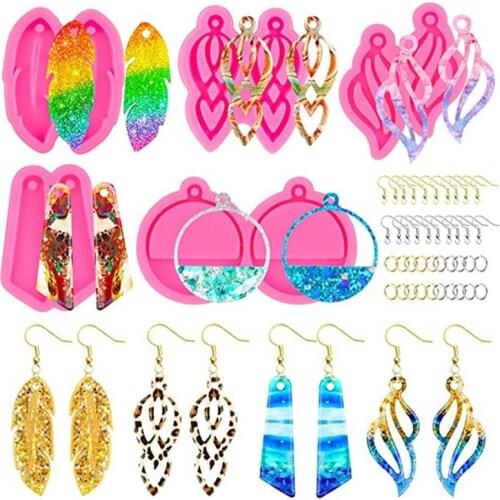1 Set Earrings Epoxy Resin Mol Keychain Silicone Mould DIY Crafts Jewelry Pendant Casting Tools