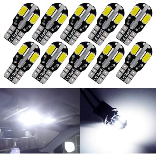 10PCS T10 W5W LED Wedge Parking Bulbs Car Interior Dome Reading Lamps WY5W 168 501 2825 Auto Turn Side Lamp LED Iights For Car
