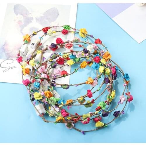 10 Pcs Flower Wreath Luminous Garland Headbands Head Band LED Light Up Headpiece Party Headdress Hair Accessories
