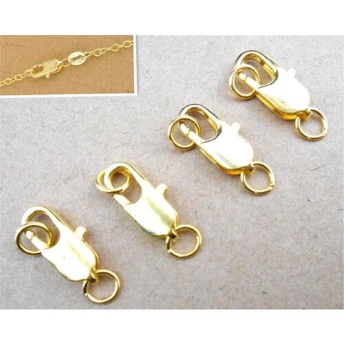 24Hours HOT 100Pcs 18KG Yellow Gold Filled Lobster Clasp GF Connecter Lin Jewelry Necklace Bracelet 18KGF Stamped Tag