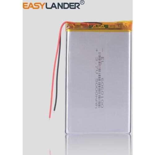 2pcs/lot 5000mAh Li-polymer Rechargeable Batteries 3.7V 6060100 Lithium Polymer Battery For Digital Products tablet pc DIY