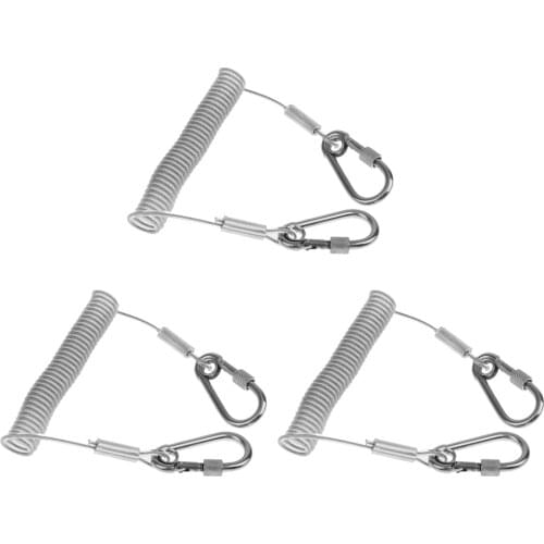 3x 1.6M Retractable Coiled Safe Kayak Canoe Boat Fishing Lanyard Cable Rope