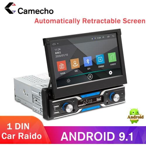 Camecho Android 9.1 Car Radio Autoradio 1 Din 7'' Touch Screen MP5 Car Multimedia Player GPS Navigation Wifi Bluetooth 2USB FM