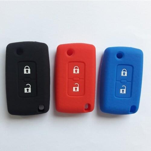RUNFA AUTO FOB Skin Jacket Cover Silikon Key Case For Mitsubishi Lancer Sport Outlander Pajero Flip Open Keyless 2 Button