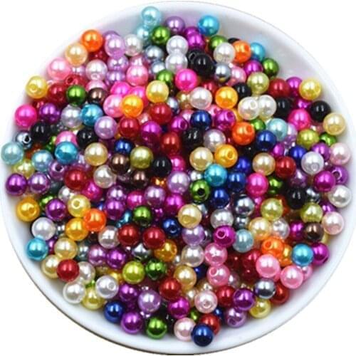 100 PCS 18 Colors 8mm Plastic ABS Imitation Round Pearls Beads DIY Jewelry Accessories