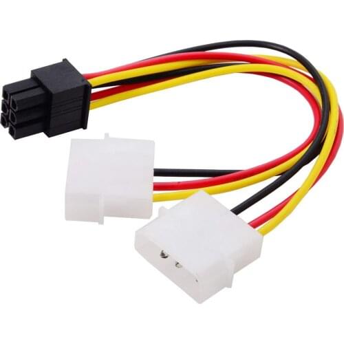 Dual 4 Pin to 6 Pin EPS 12V Graphics Card Power Supply Adapter Converter Cable