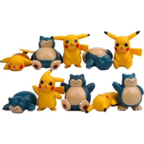 10pcs/lot Pikachu Snorlax Action Figures Toys DIY TAKARA TOMY Pokemon PVC Collection Model Toy for Children Kids Christmas Gifts