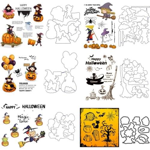 Halloween Witch Broom/Pumpkin Cart Cutting dies and Stamps For DIY Scrapbooking/Card Making/Album Decorative Crafts New Cut Die