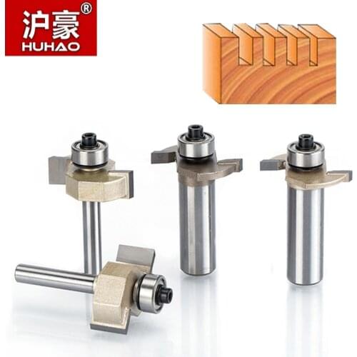 HUHAO 1pcs 1/2" Shank T type bit with bearing woodworking tool router bits for wood Rabbeting Bit endmill milling cutter