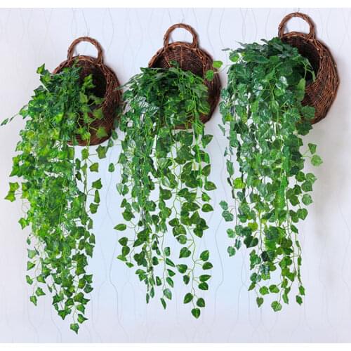 2M Green Leaf Artificial Plants Creeper Hanging Artificial Ivy Radish Seaweed Begonia Fake Flowers Vine Home Garden Wall Decor