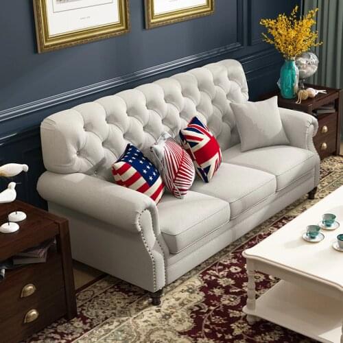 Karoisamerican Fabric Sofa Small Apartment Three-person Light Luxury Living Room
