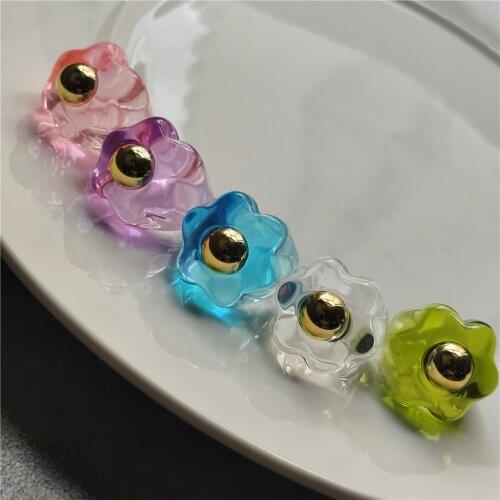 New Trendy Colorful Transparent Clear Flower Metal Acrylic Resin Rings HANGZHI 2021 for Women Girls Party Jewelry Gifts