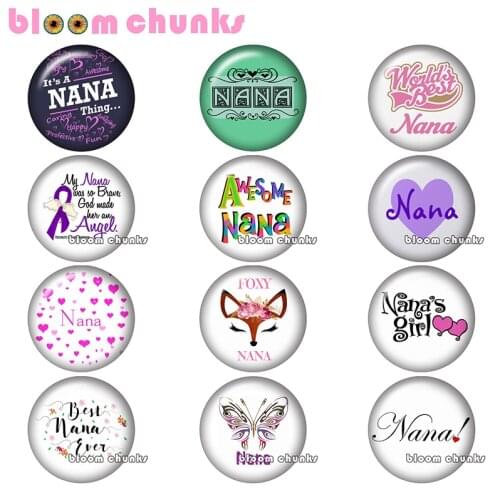 Love NANA Round photo glass cabochon demo flat back Making findings 12mm/18mm/20mm/25mm A9626