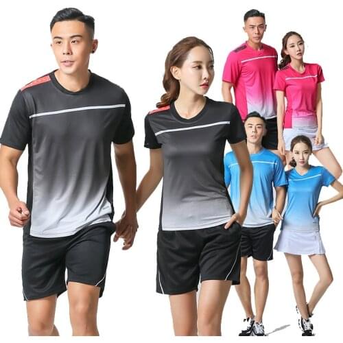 Men / Women Shirt Tennis Shorts , Quick Dry Badminton Set , Girl Table Sets , Girls tshirts table tennis Suits 5075AB