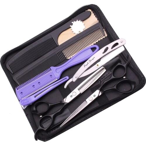 Haircut Scissors 6inch Japan Stainless Purple Dragon Haor Cutting Scissors Professional Barber Shop Beauty Thinning Shears 1024