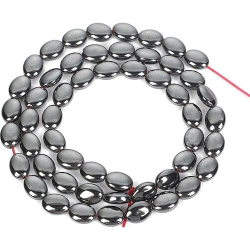 Wholesale New 8-18mm Oval Black Hematite Natural Stone Bead For Jewelry Making DIY Loose Space Beads Necklace Bracelet Handmade