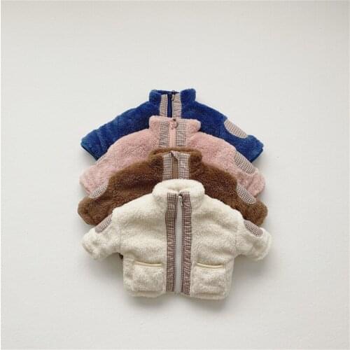 Baby Boys Coat Winter Warm Thick Korea Janpan Style Outwear Fleece Faux Fur Jacket Infant Toddler Big Strip Cardigan