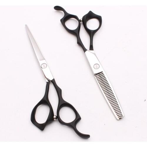 C1024 6" 16cm JP 440C Black Handle Customized Logo Professional Hairdressing scissors Cutting&Thinning Salon Hair Styling Tools
