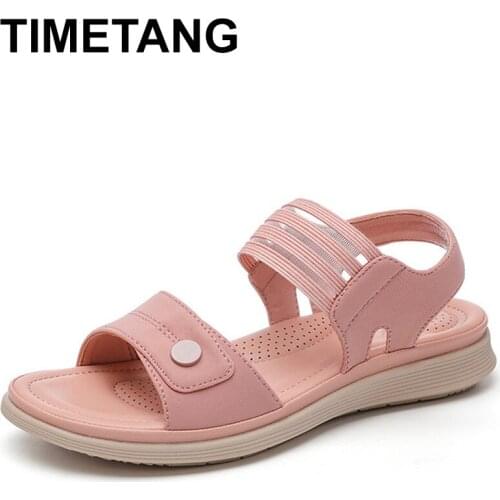 TIMETANG New Womens Fashion Sandals Elastic Band Soft Slip On Ladies Casual Comfortable Shoes Women Beach Shoes Female Footwear